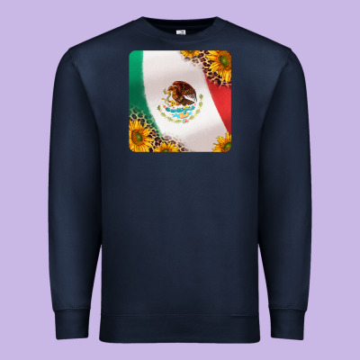 Mexican Flag Sunflowers And Leopard Coaster Premium Sweatshirt Designed By Jasminsmagicworld