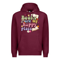 Burgundy books are my happy place Premium Hoodie - MaliasSmallBusiness