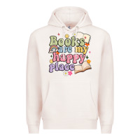 Pale Pink books are my happy place Premium Hoodie - MaliasSmallBusiness