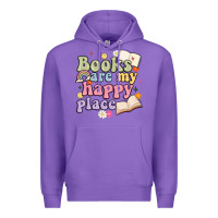 Purple books are my happy place Premium Hoodie - MaliasSmallBusiness
