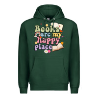 Sports Green books are my happy place Premium Hoodie - MaliasSmallBusiness