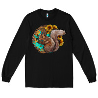 Black western squirrel with sunflowers Long Sleeve Tee - CowhideDigitalArt