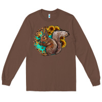 Chestnut western squirrel with sunflowers Long Sleeve Tee - CowhideDigitalArt