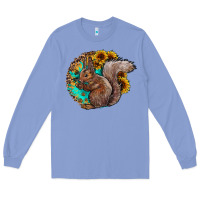 Colony Blue western squirrel with sunflowers Long Sleeve Tee - CowhideDigitalArt