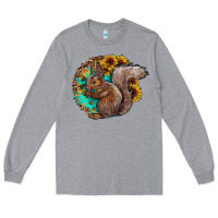 Heather Grey western squirrel with sunflowers Long Sleeve Tee - CowhideDigitalArt