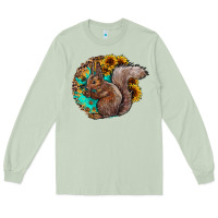 Matcha western squirrel with sunflowers Long Sleeve Tee - CowhideDigitalArt