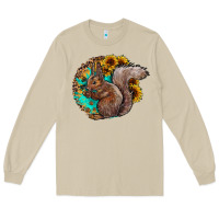 Mushroom western squirrel with sunflowers Long Sleeve Tee - CowhideDigitalArt