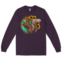 Plum western squirrel with sunflowers Long Sleeve Tee - CowhideDigitalArt