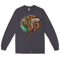 Smoke western squirrel with sunflowers Long Sleeve Tee - CowhideDigitalArt
