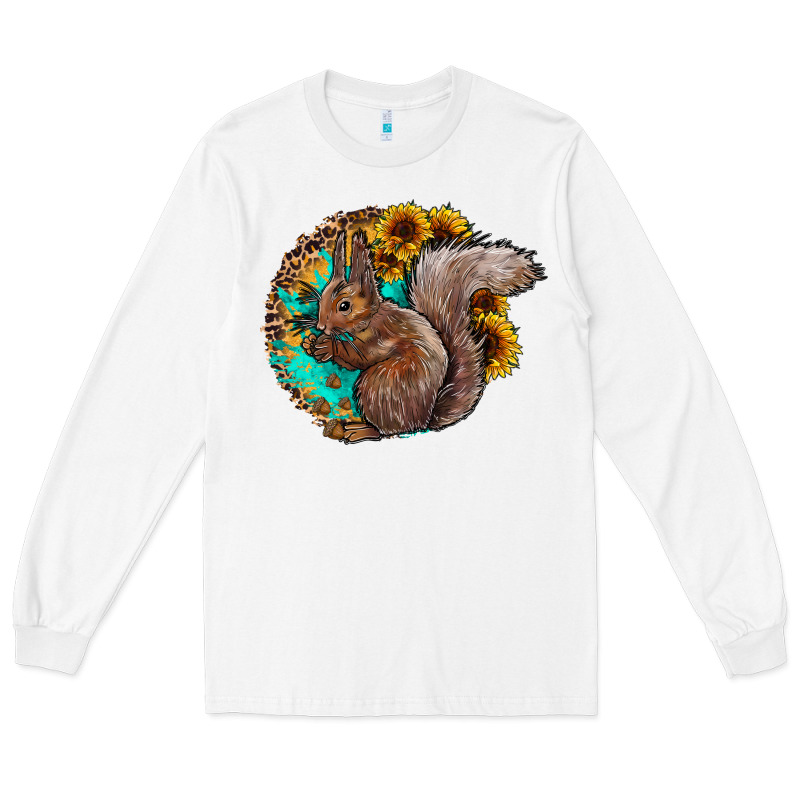 Western Squirrel With Sunflowers Long Sleeve Tee by CowhideDigitalArt | Teevron