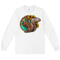 White western squirrel with sunflowers Long Sleeve Tee - CowhideDigitalArt