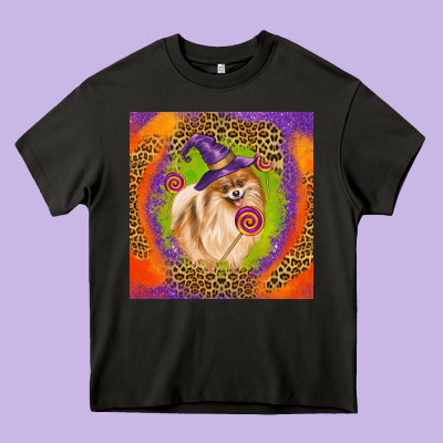 Halloween Pomeranian Dog Heavy Core Tee Designed By Lillyallendesigns