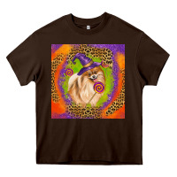 Chocolate Brown Halloween Pomeranian Dog Heavy Core Tee - LillyAllenDesigns