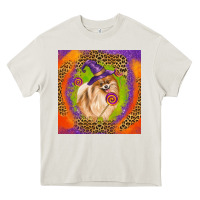 Cream Halloween Pomeranian Dog Heavy Core Tee - LillyAllenDesigns