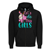 Black let's do this girls baseball Zipper Hoodie - BundleAndBundleShop