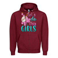 Burgundy let's do this girls baseball Zipper Hoodie - BundleAndBundleShop