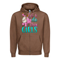 Chestnut let's do this girls baseball Zipper Hoodie - BundleAndBundleShop
