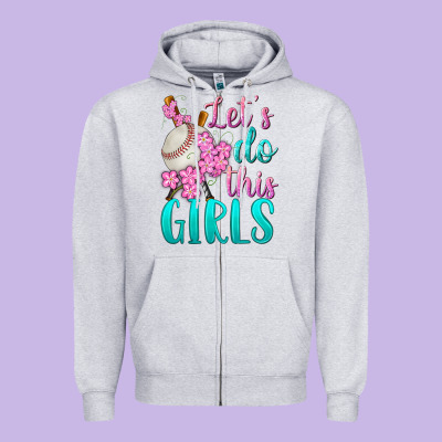 Let's Do This Girls Baseball Zipper Hoodie Designed By Bundleandbundleshop