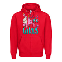 Red let's do this girls baseball Zipper Hoodie - BundleAndBundleShop