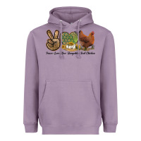 Lavender Peace Love New Hampshire Red Chicken Heavyweight Hoodie - LillyAllenDesigns
