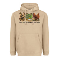 Mushroom Peace Love New Hampshire Red Chicken Heavyweight Hoodie - LillyAllenDesigns