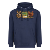 Navy Peace Love New Hampshire Red Chicken Heavyweight Hoodie - LillyAllenDesigns