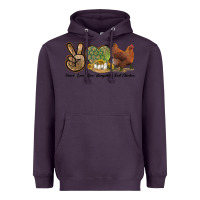 Plum Peace Love New Hampshire Red Chicken Heavyweight Hoodie - LillyAllenDesigns