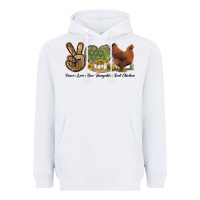 White Peace Love New Hampshire Red Chicken Heavyweight Hoodie - LillyAllenDesigns