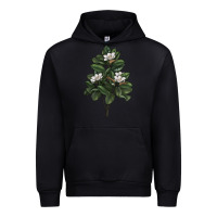 Black Magnolia Flower Illustrations Urban Hoodie - LillyAllenDesigns