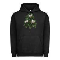 Pigment Black Magnolia Flower Illustrations Urban Hoodie - LillyAllenDesigns