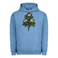 Pigment Pebble Blue Magnolia Flower Illustrations Urban Hoodie - LillyAllenDesigns