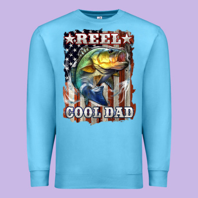 Reel Cool Dad Bass Premium Sweatshirt Designed By Lillyallendesigns