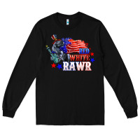 Black Red white rawr 4th of july Long Sleeve Tee - CowGirlArtShop