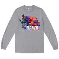 Heather Grey Red white rawr 4th of july Long Sleeve Tee - CowGirlArtShop