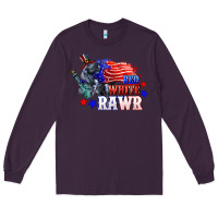 Plum Red white rawr 4th of july Long Sleeve Tee - CowGirlArtShop
