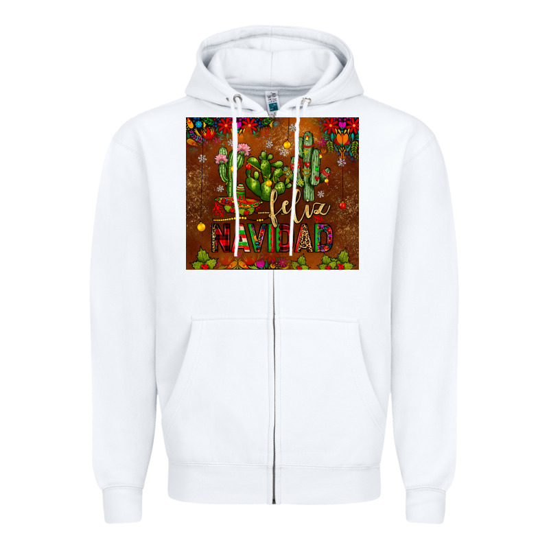 Feliz Navidad Cactus Zipper Hoodie by JahusDesignShop | Teevron