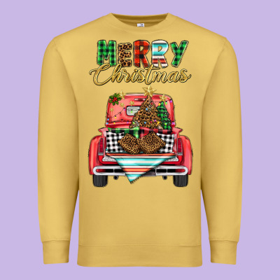 Merry Christmas Truck Premium Sweatshirt Designed By Barkaloodesign