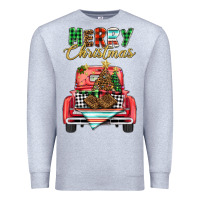 Heather Grey merry christmas truck Premium Sweatshirt - BarkalooDesign