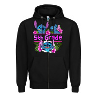 Black preview flower stitch 5th grade Zipper Hoodie - AdoDesignShop