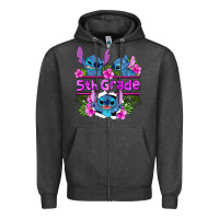 Charcoal Heather preview flower stitch 5th grade Zipper Hoodie - AdoDesignShop
