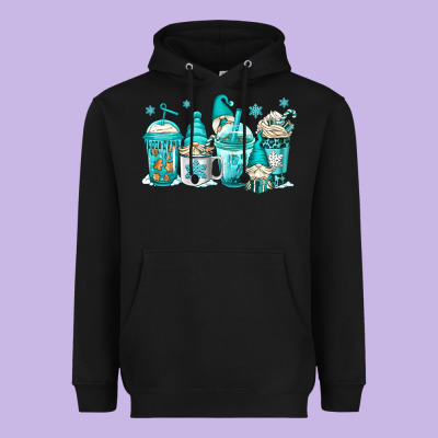 Winter Christmas Gnomes Coffee Cups Heavyweight Hoodie Designed By Jasminsmagicworld
