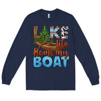 Navy lake life floats my boat Long Sleeve Tee - HRA Design Shop
