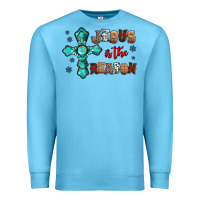 Ocean Blue jesus is the reason for this season christmas Premium Sweatshirt - Jasminsmagicworld