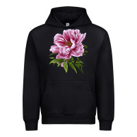 Black Peony Flower Illustrations Urban Hoodie - LillyAllenDesigns