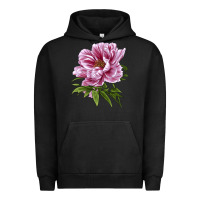 Pigment Black Peony Flower Illustrations Urban Hoodie - LillyAllenDesigns