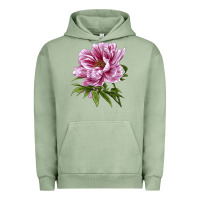Pigment Oil Green Peony Flower Illustrations Urban Hoodie - LillyAllenDesigns