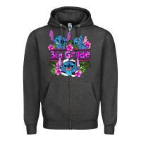 Charcoal Heather preview flower stitch 3rd grade Zipper Hoodie - AdoDesignShop