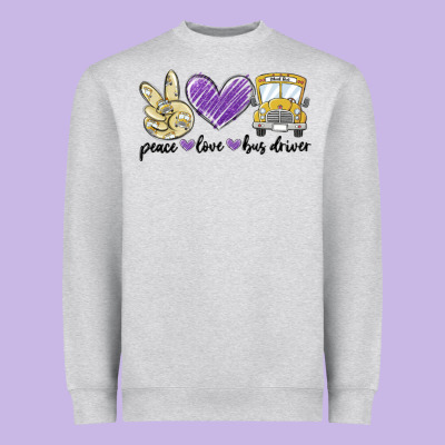 Heavyweight Sweatshirt peace love bus driver