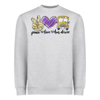 Heather Grey peace love bus driver Heavyweight Sweatshirt - MaliasSmallBusiness