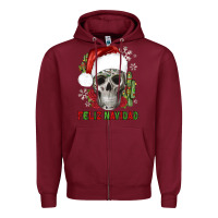 Feliz Navidad Skull Cactus Zipper Hoodie | Teevron